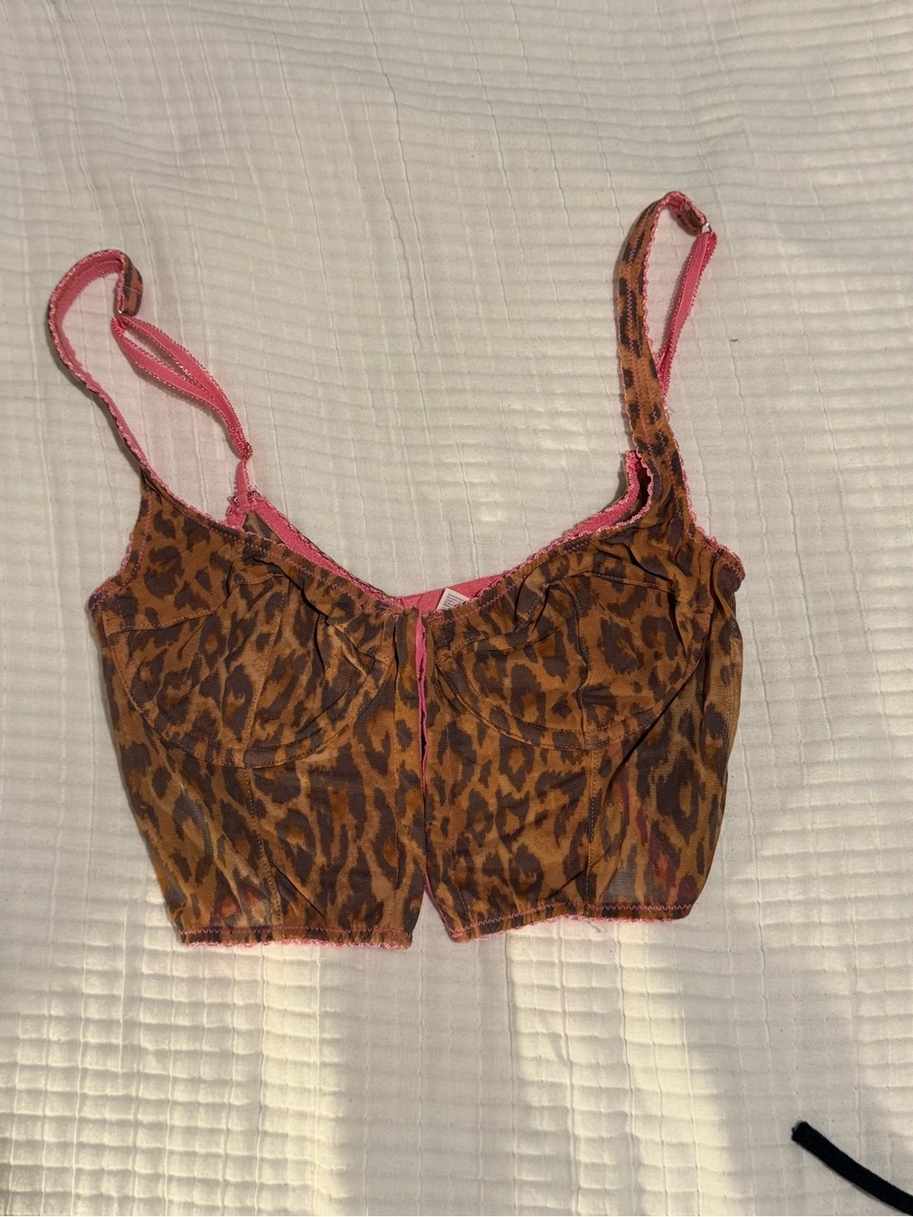 Urban Outfitters Brown Leopard Bandeau with Pink Trim